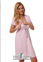 Italų mados Felicita Rozowa Motinystės / slaugos naktiniai marškiniai trumpomis rankovėmis (rožiniai)