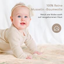 Yukkidds Muslin Cloths Art.1017 Green Leaf  Aukščiausios kokybės muslino vystyklai iš bambuko, 5 vnt. (60x60 cm)