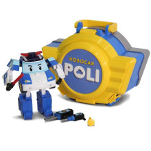 „Silverlit Poly Robocar“ art. 83072 nešiojimo dėklas ir transformuojantis poli transformuojamas robotas-mašina „Poly“, 12 cm + dėžutė