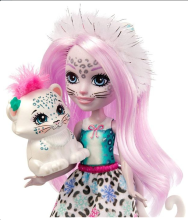 Enchantimals Sybill Snow Leopard Doll Art.GJX42  Мини кукла с любимой зверушкой из серии Энчантималс