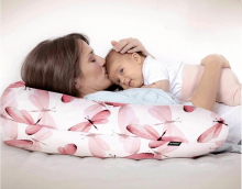 „La Bebe ™“ RICH medvilnės slaugos motinystės pagalvė, 102773 automobiliai Raudona-balta pasaga kūdikiui maitinti, miegoti, pasaga nėščioms moterims 30x175 cm