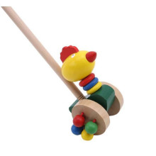 Ikonka Walking Toy Duck Art.KX7277_1 Деревянная красочная игрушка-толкалка Уточка