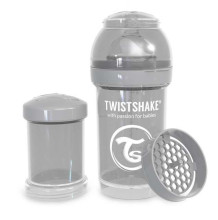 Twistshake Art.78254 Pastel Grey  Антиколивая бутылочка-шейкер для кормления 180 мл