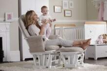 Bebe Basic Rocking Chair with Stool Art.103012 Brown  Supamoji kėdė