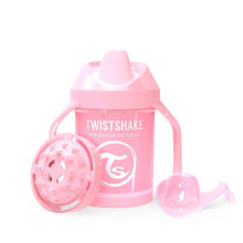 „Twistshake Mini“ puodelis, 78267 pastelinis rožinis butelis su snapeliu nuo 4 + mėn., 230 ml