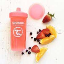 „Twistshake Kid“ puodelis, 78322 pastelinis persikų butelis su snapeliu nuo 12 mėnesių, 360 ml