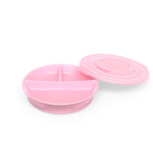 Twistshake Divided Plate Art.78169  Pastel Pink Тарелка пластмассовая с тремя отделениями и крыжкой