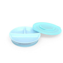 Twistshake Divided Plate Art.78170 Pastel Blue Тарелка пластмассовая с тремя отделениями и крыжкой