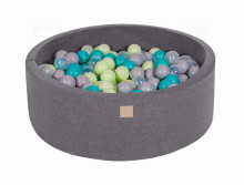 MeowBaby® Color Round Art. 104046 Tamsiai pilkas sausas baseinas su kamuoliukais (200vnt.)