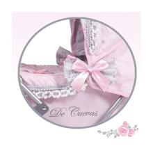 DeCuevas Toys Classic Romantic Art.85019 lėlių vežimėlis su vežimėliu ir skėčiu