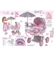 DeCuevas Toys Classic Romantic Art.85019 lėlių vežimėlis su vežimėliu ir skėčiu