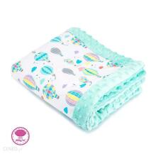 Baby Love Art.104601 „Minky“ skalbinių rinkinys languotas dvipusis iš mikropluošto + padėkliukas