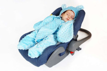 La bebe™ Minky+Cotton Art.104798 Light blue Комбинезон для малыша (конвертик) в автокресло или коляску с ручками и ножками