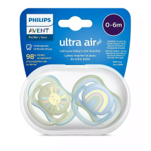 Philips Avent Ultra Air Art.SCF085/58 Силиконовая пустышка 0-6 мес., BPA-Free (2 шт.)