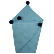 Eko Bamboo Blanket Art.PLE-43 Turquoise Детское хлопковое одеяло/плед с капюшоном 80x80cм