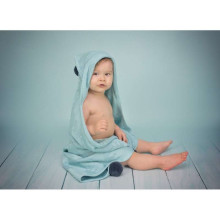 Eko Bamboo Blanket Art.PLE-43 Turquoise Детское хлопковое одеяло/плед с капюшоном 80x80cм