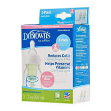 Dr. Brown’s Natural Flow® Options+™ PP Narrow Art.SB2200-P3 Buteliukas neišnešiotiems ir naujagimiams su žinduku, 60 ml,2psc