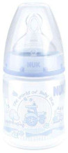 Nuk First Choice Blue Art. SD19 plastikinis butelis su 1 dydžio silikoniniu čiulptuku (0-6 mėn.) Pieno mišiniui 150 ml
