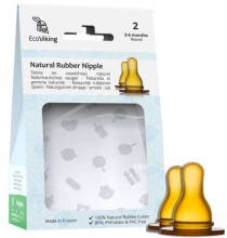 EcoViking Bottle Nipple Art.107348  Соска из 100% натурального (природного) каучука 3-6 месяцев. (2 шт)