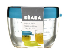 „Beaba“ porcijos „Verre“ 912650 šviesiai mėlynos pieno / maisto produktų talpyklos, 150 ml