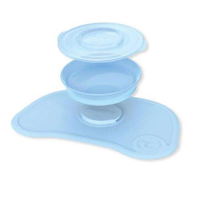 Mini Twisthake Click Mat plokštelė Art.78130 Pastelinis mėlynas neslystantis kūdikių maitinimo kilimėlis su dubenėliu