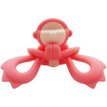 Žaislinė beždžionė „Mombella Monkey Teether“. P8081 Rožinė silikoninė kramtomoji žaislinė beždžionė