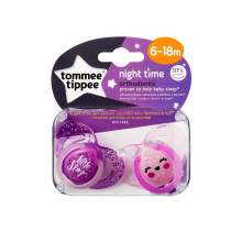 Tommee Tippee Art. 43336285  Night Time пустышки силиконовые ночные, 6 -18 м, BPA-Free (2 шт.)