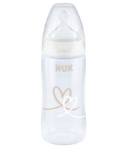„Nuk First Choice Art.SK56“ plastikinis butelis su plačiu kaklu ir silikoniniu čiulptuku (0-6 mėn.) 300 ml