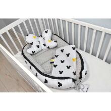 Baby Love Babynest Set Art. 110990 Rinkinio lizdas - kokonas, pagalvė, languotas