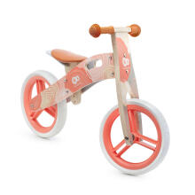 KinderKraft'21 Runner Natural Coral Art.KRRUNN00CRL0000 Vaikiškas motoroleris su mediniu rėmu