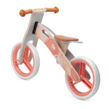 KinderKraft'21 Runner Natural Coral Art.KRRUNN00CRL0000 Vaikiškas motoroleris su mediniu rėmu