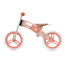 KinderKraft'21 Runner Natural Coral Art.KRRUNN00CRL0000 Vaikiškas motoroleris su mediniu rėmu