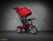 Bentley Trike Art.BN1R Dragon Red  Детский трехколесный интерактивный велосипед c надувными колёсами, ручкой управления и крышей