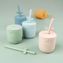 Done by Deer Peekaboo straw cup 2-pack Wally Blue