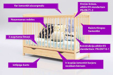 Baby Crib Club AK  Art.117581 Natural  Детская деревянная кроватка с ящиком 120x60см