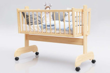 Kūdikių lopšių klubas KR Art.117600 Natūralus vaikų medinis lopšys pagamintas iš natūralaus pušies masyvo 90x40cm