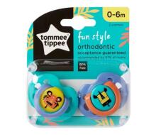 „Tommee Tippee“ art. 433470 Fun Style ortodontinis silikoninis čiulptukas 0-6 mėn. (2 vnt.)