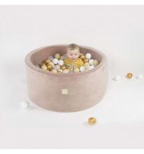 MeowBaby® Color Round Velvet Art.119999 Rožinis sausas baseinas su kamuoliukais (250vnt.)