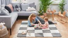 KinderKraft'20 grindų kilimėlis Luno Art.KKMLUNOYEL0000 „Yellow Puzzle“ grindų kilimėlis vaikams