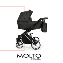 Kunert Molto Premium Art.MO-07 Grey  juodas universalus vežimėlis 2in1