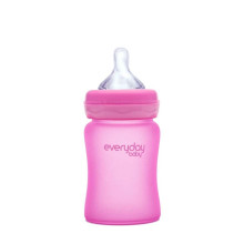 Everyday Baby  Glass Heat  Sensing   Art.10222 Pink Anti-koliku stikla barošanas pudele  ar temperatūras indikatoru 240ml