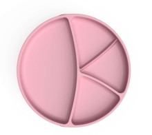 Kasdienis kūdikio įsiurbimo plokštelė Art.10515 Purpurinis rožinis silikoninis dubuo su skyriais