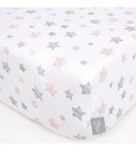 Džersio paklodė su guma PINK STARS 120x60 cm CEBA BABY (823) Pasiūlymas