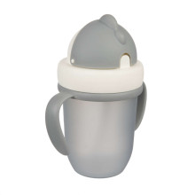 „CANPOL BABIES“ puodelis su silikoniniais šiaudeliais su apverčiamais dangteliais 210ml Matinis, pilkas 9m +, 56 / 522_grey