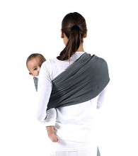 La bebe™  Nursing Sling Satin Art.127260 Grey Zīdaiņu slings ar rinķiem (bērniem līdz 36 mēnešiem)+ DĀVANĀ mugursomiņa (25x30cm)