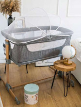 Momi Smart Bed  Art.LOZE00002 Grey  Bērnu gultiņa/šūpulītis 4 in 1