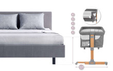 Momi Smart Bed  Art.LOZE00002 Grey Кроватка для комфортного совместного сна 4 в 1