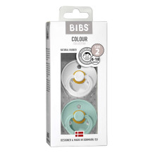 Bibs Colour Art.132580 White/Mint  Apvalus kepalas (čiulptukas) iš 100% natūralaus kaučiuko nuo 0-6 mėn. (2 vnt.)