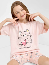 Mark Formelle Cat Art.567730  Детская хлопковая пижамка кофточка+шорты