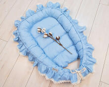 La Bebe™ Babynest Art.133390 Blue geltonos spalvos citrinos lizdas - kokonelis naujagimiams